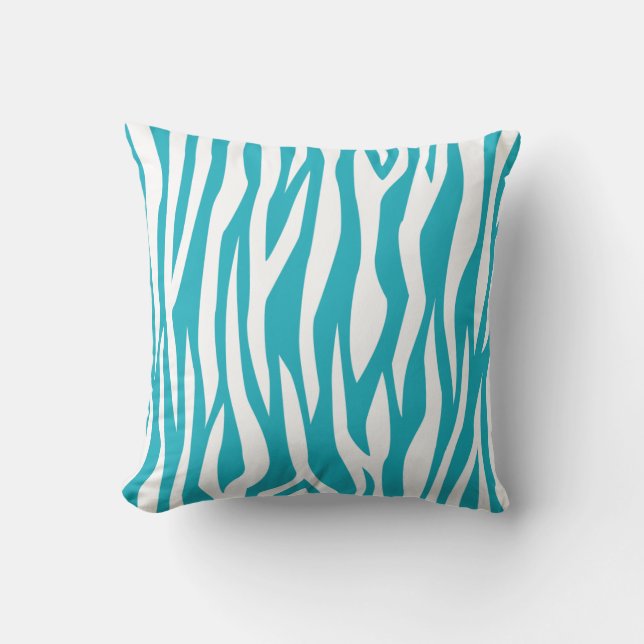 Cojín Decorativo Estampado de zebra de la turquesa (Anverso)