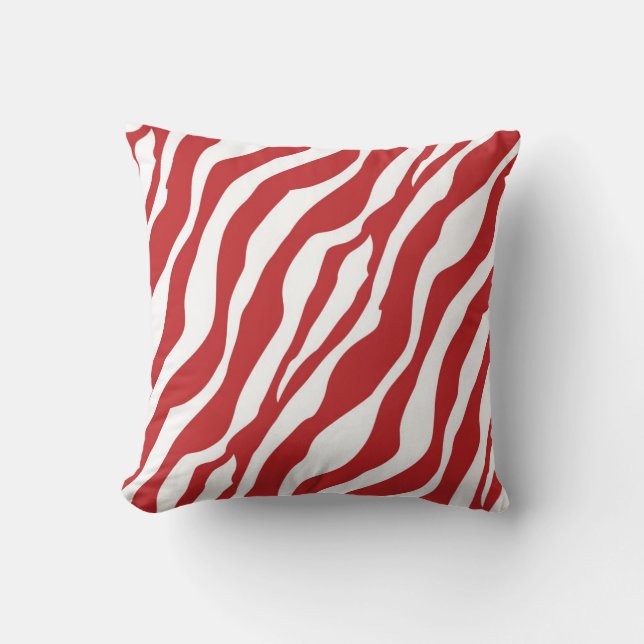 Cojín Decorativo Estampado de zebra rojo salvaje femenino (Anverso)