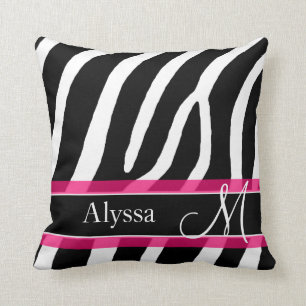 Cojín Decorativo Estampado de zebra rosado personalizado