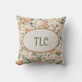 Cojín Decorativo Estampado floral de peonía melocotón brillante con
