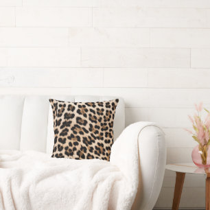 Cojín Decorativo Estampado Leopardo Chic Negro Marrón Crema