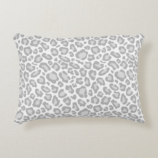 Cojín Decorativo Estampado leopardo del blanco gris (Anverso)