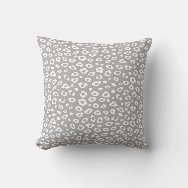 Cojín Decorativo Estampado leopardo gris y blanco (Anverso)