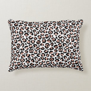 Cojín Decorativo Estampado leopardo negro rosa dorado trendy