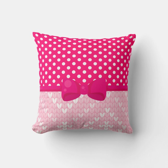 Cojín Decorativo Estampado tejido y lunares (Anverso)