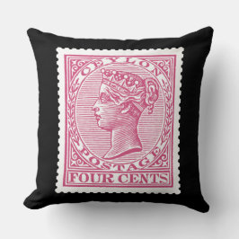 Cojín Decorativo Estampilla de rehenes antigua Reina Victoria de Ce