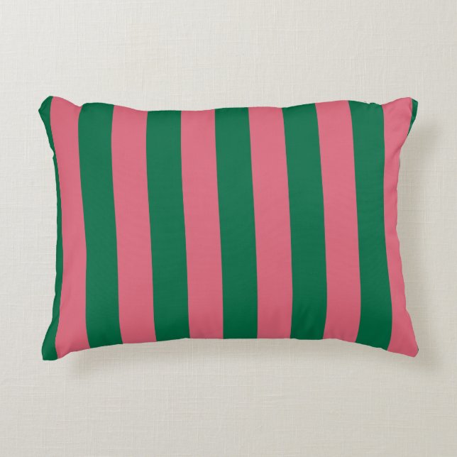 Cojín Decorativo Estampilla verde rosa rosada (Anverso)