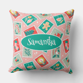 Cojín Decorativo Estampillas de retro Navidades
