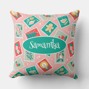 Cojín Decorativo Estampillas de retro Navidades