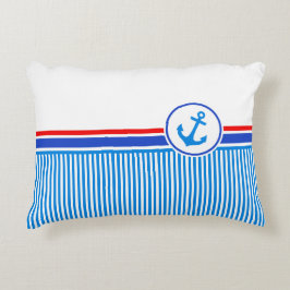 Cojín Decorativo Estancamiento náutico franjas blancas azules