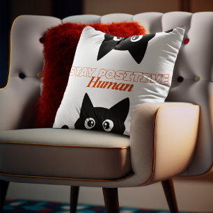 Cojín Decorativo Estancia Personalizable Sé Positivo Humano Gato