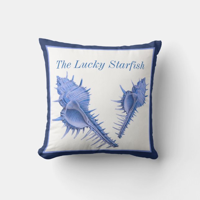 Cojín Decorativo Estanques azules personalizados Nautical Seashell  (Anverso)