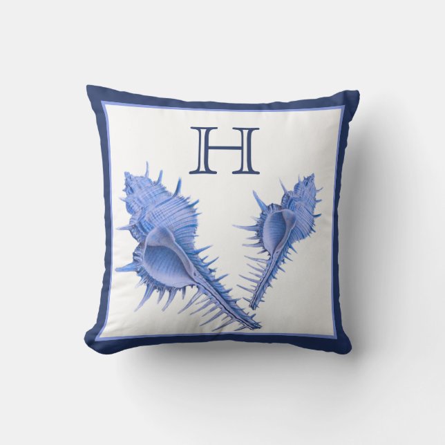 Cojín Decorativo Estanques azules personalizados Nautical Seashell  (Anverso)