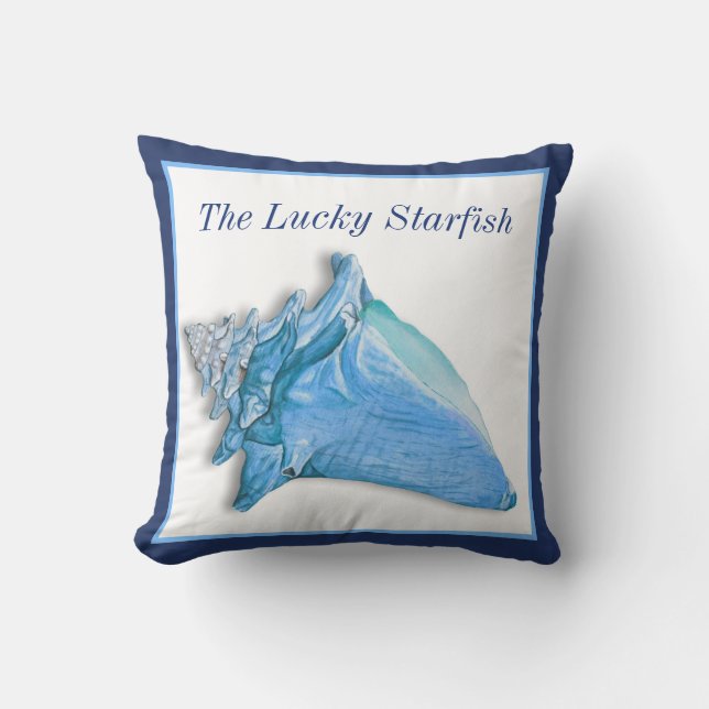 Cojín Decorativo Estanques azules personalizados Nautical Seashell  (Anverso)