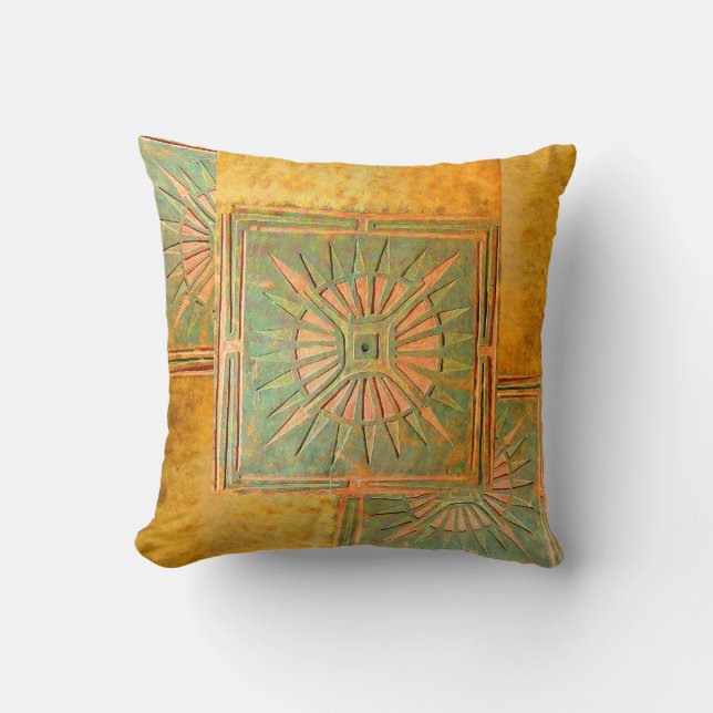 Cojín Decorativo ESTAR MAÑANA amarillo, verde, marrón (Anverso)