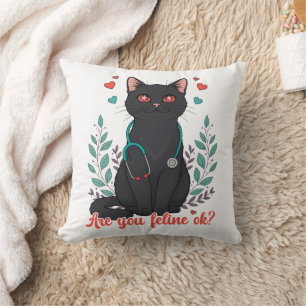 Cojín Decorativo ¿Estás Felino Ok Diseño de Pun para Gatos para Vet