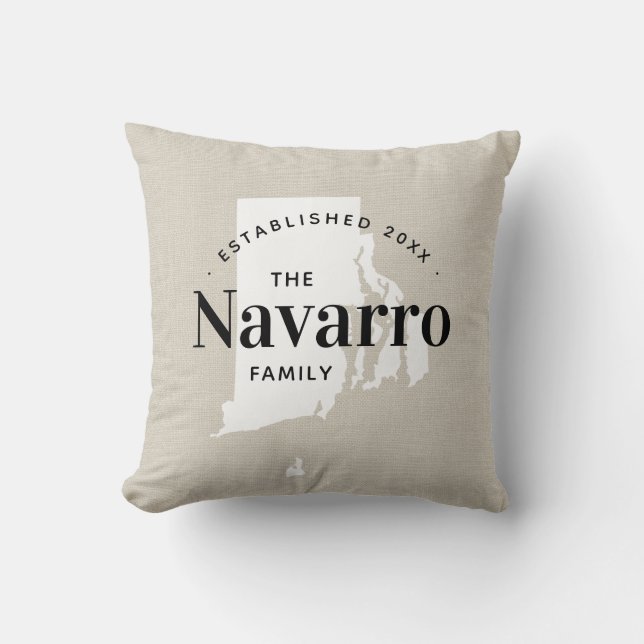 Cojín decorativo estatal Monograma de Rhode Island (Anverso)