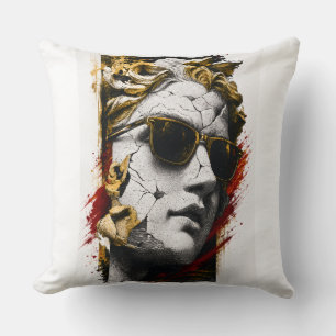 Cojín Decorativo Estatua Cool con Gafas de Sol – Sabiduría Antigua 