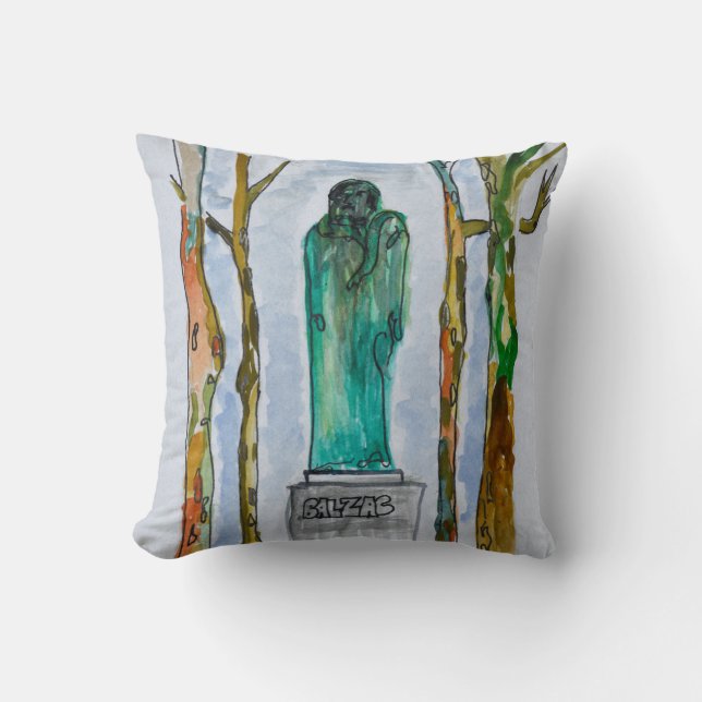 Cojín Decorativo Estatua de Balzac por Rodin| París, Francia (Anverso)
