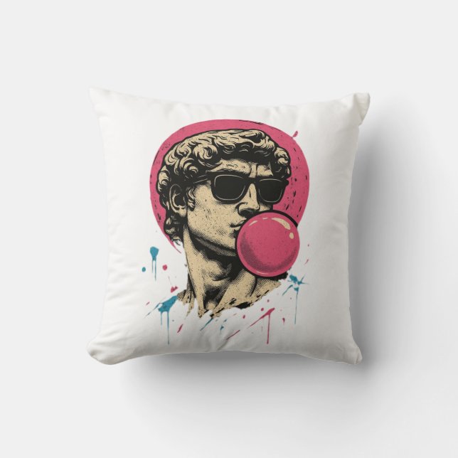 Cojín Decorativo Estatua urbana retro David — Bubblegum Pop (Anverso)