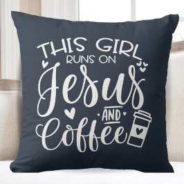 Cojín Decorativo Este Chica corre sobre Jesús y el café