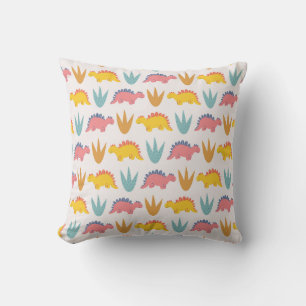 Cojín Decorativo Estegosaurio y plantas coloridas