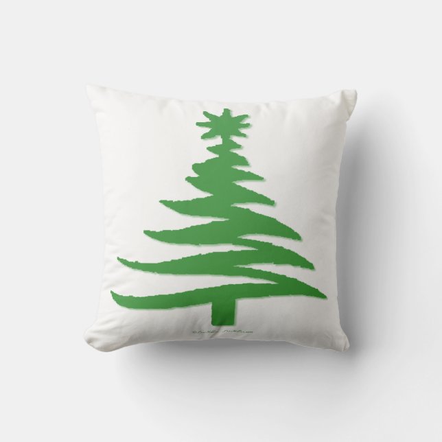 Cojín Decorativo Esténcil de árbol de navidad verde (Anverso)