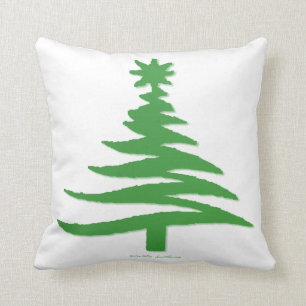 Cojín Decorativo Esténcil de árbol de navidad verde