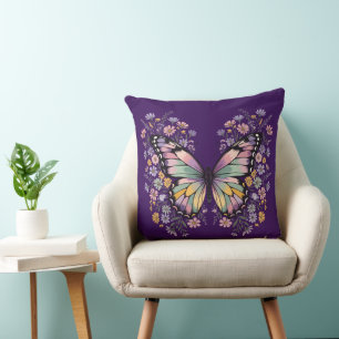 Cojín Decorativo Estética Cottagecore Flor Silvestre Mariposa Paste