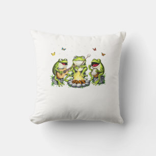 Cojín Decorativo Estética Cottagecore Ranas Acampando Duendes del B