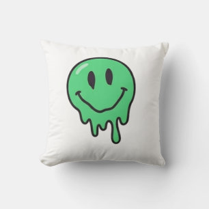 Cojín Decorativo Estética de cara sonriente verde derretida que got