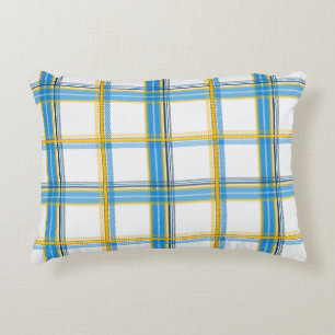 Cojín Decorativo Estética de Cuadros Azul Amarillo Brillante