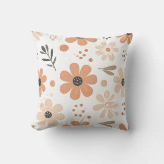 Cojín Decorativo Estética floral retro boho terracota