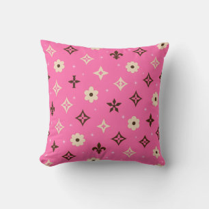 Cojín Decorativo Estética Moderna Imprimible Rosa Floral Geométrica