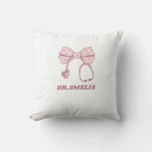 Cojín Decorativo Estetoscopio con lazo floral rosa con diseño de no