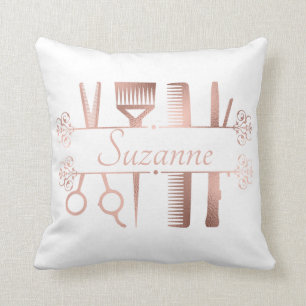 Cojín Decorativo Estilista de pelo de oro rosa personalizado