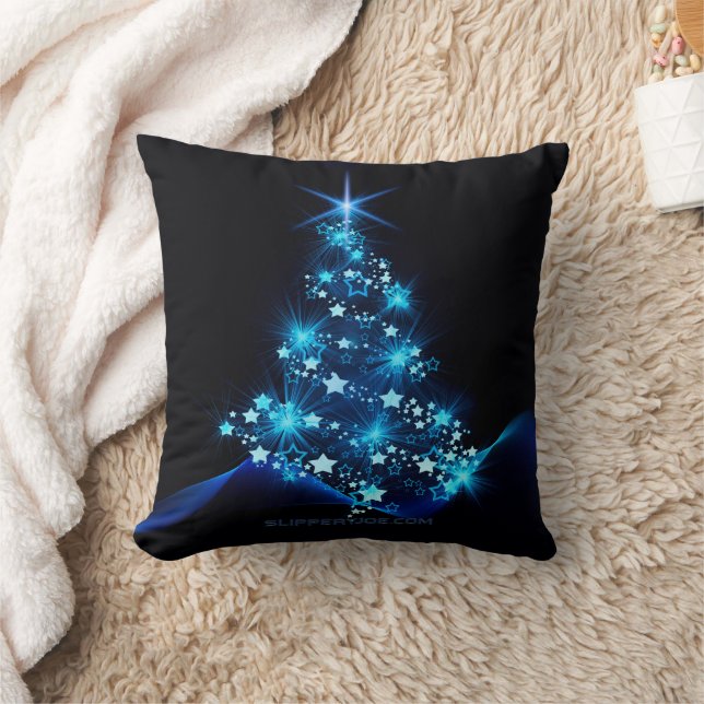 Cojín Decorativo estilizado árbol de Navidad SlipperyJoe azul brill (Manta)