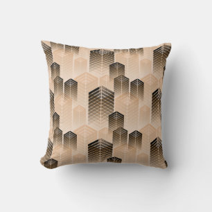 Cojín Decorativo estilizado paisaje urbano sin fisuras en sepia