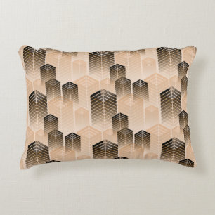 Cojín Decorativo estilizado paisaje urbano sin fisuras en sepia