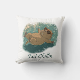 Cojín Decorativo Estilo acuarela divertido capibara solo relajándos