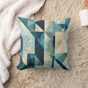 Cojín Decorativo Estilo Bauhaus Sabor Geométrico y Lumbar Azul