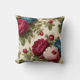 Cojín Decorativo Estilo Botánico Vintage Rosas Rústicas Decorativas