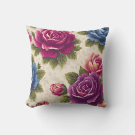 Cojín Decorativo Estilo Botánico Vintage Rosas Rústicas Decorativas