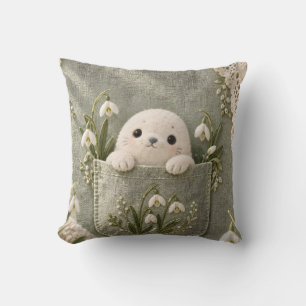 Cojín Decorativo Estilo de bordado botánico Sage de bolsillo de Sno