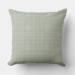 Cojín Decorativo Estilo de cabaña verde grisáceo gingham clásico