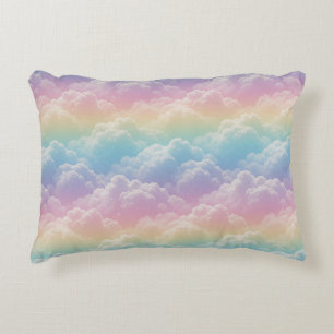 Cojín Decorativo 🌈 Estilo de cielo de nubes arcoíris pastel soñado