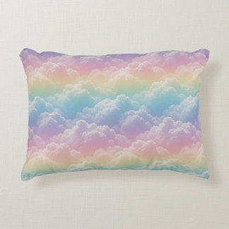 Cojín Decorativo 🌈 Estilo de cielo de nubes arcoíris pastel soñado