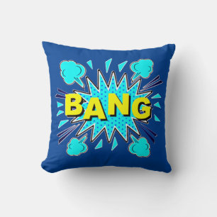 Cojín Decorativo Estilo de comedia Pop Art Retro Aqua Blue Yellow B