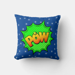 Cojín Decorativo Estilo de comedia Pop Art Retro Azul Verde Amarill