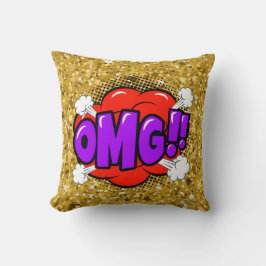 Cojín Decorativo Estilo de comedia Pop Art Retro Red Purple Gold OM